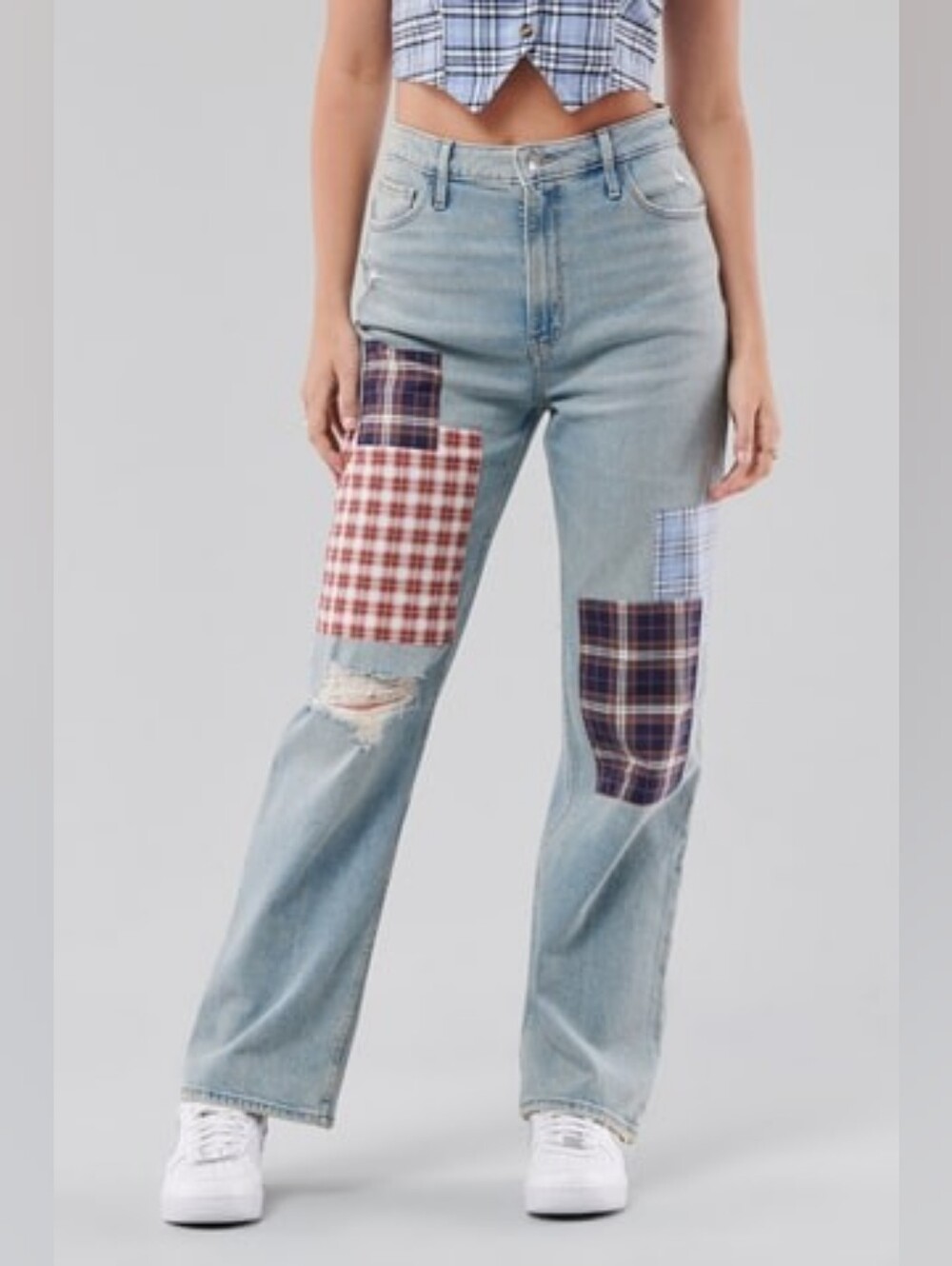 Hollister Ultra High Rise Patchwork Dad Jeans 13R L31 W31